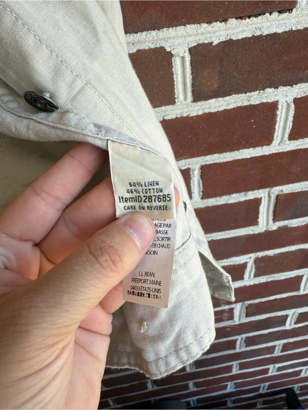 L.L. Bean Cotton Linen Blend Cream Trucker Jacket / Jean Jacket Style